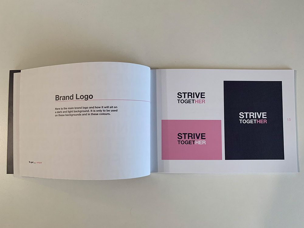 strive together brand logo typography graphic design university of ulster